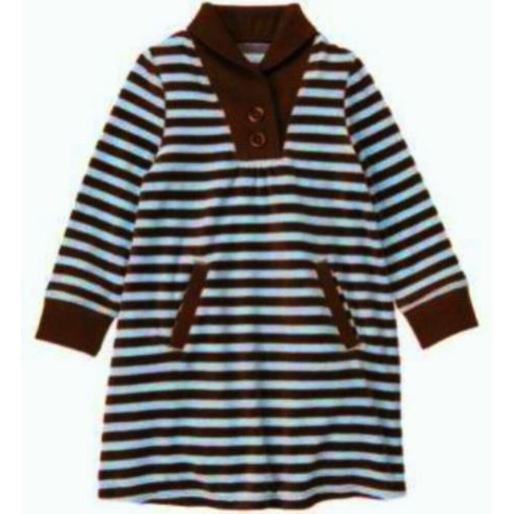 NEW Gymboree girls DRESS 7 My Best Friend velour striped brown blue long sleeve